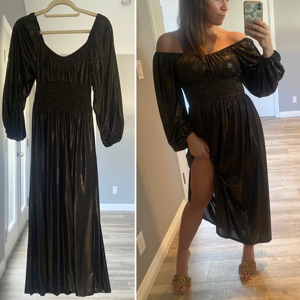 NSR metallic dress size medium. Good condition with stretch waist and slit